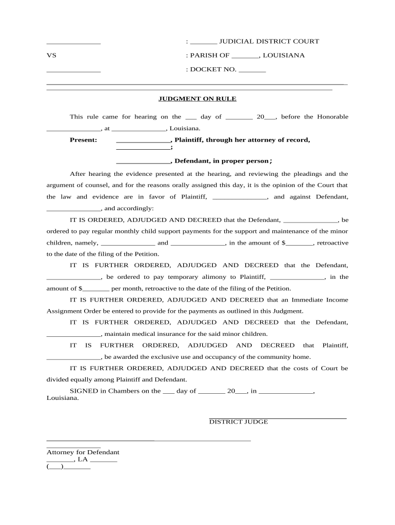 Child Support Income  Form