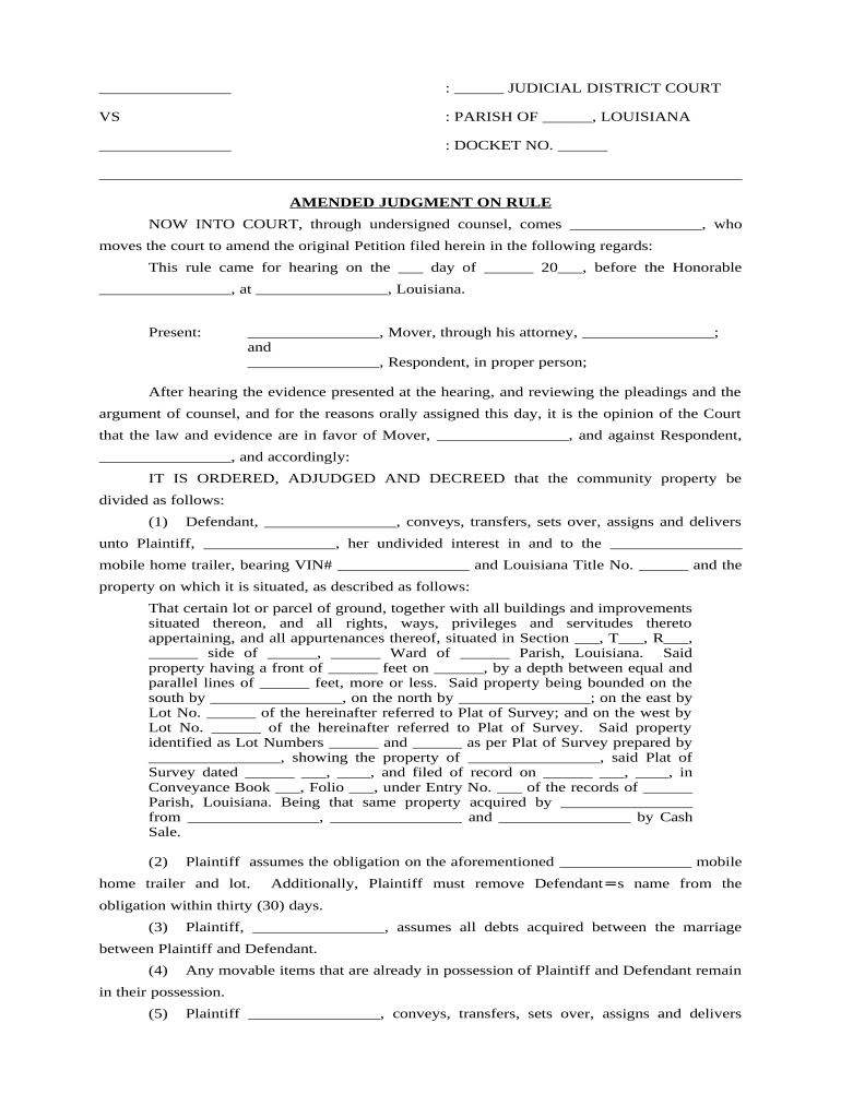 Louisiana Community Property  Form