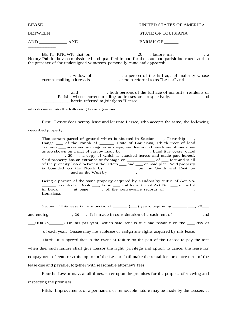 Louisiana Lease  Form