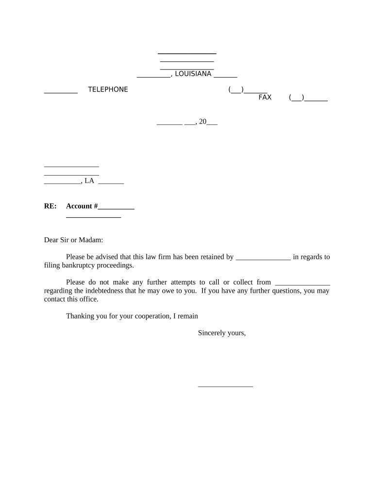 Letter Attorney Representation  Form