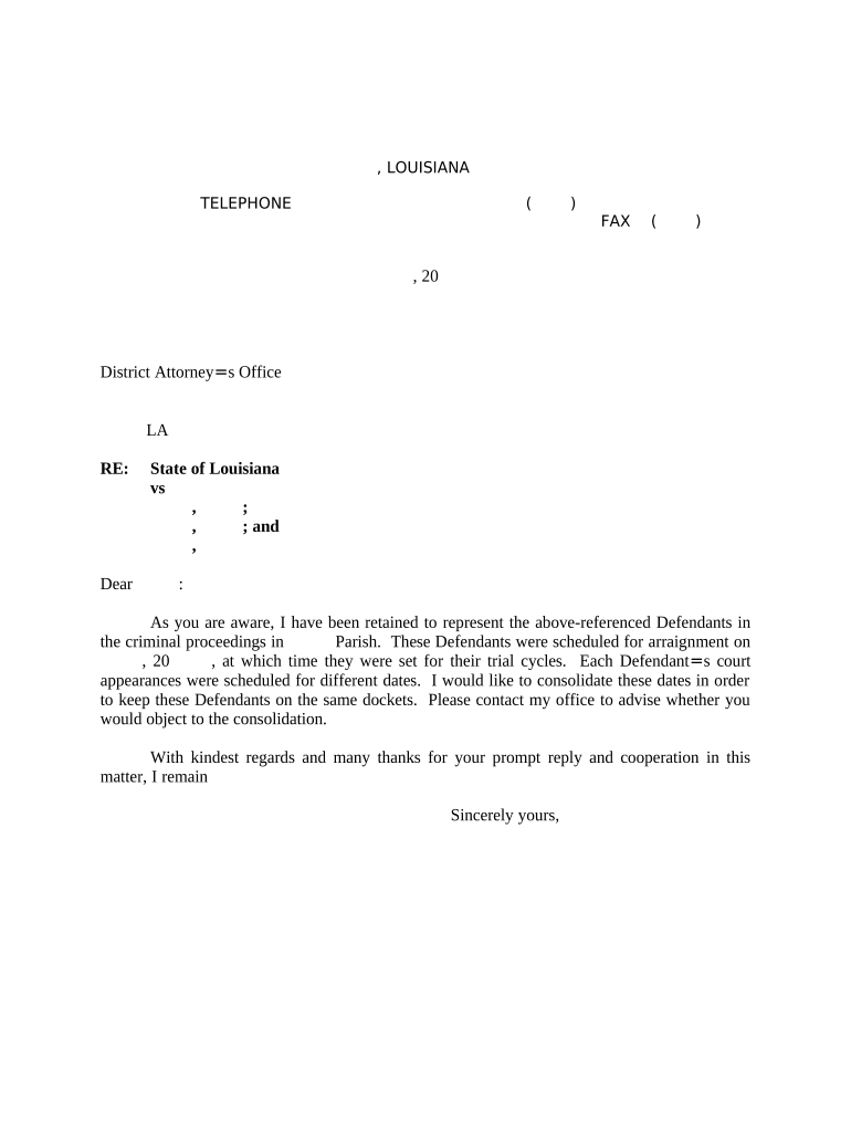 Louisiana District Attorney  Form