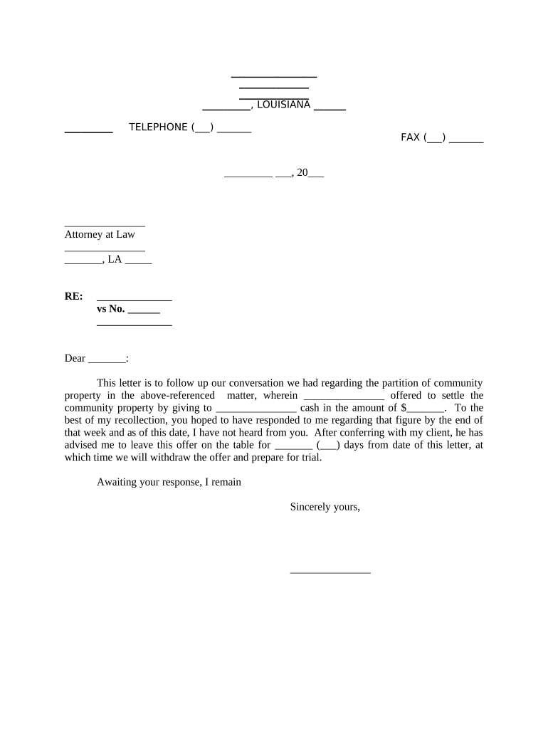 Louisiana Community Property Form