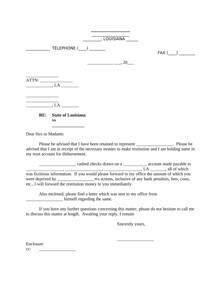 Louisiana Restitution  Form