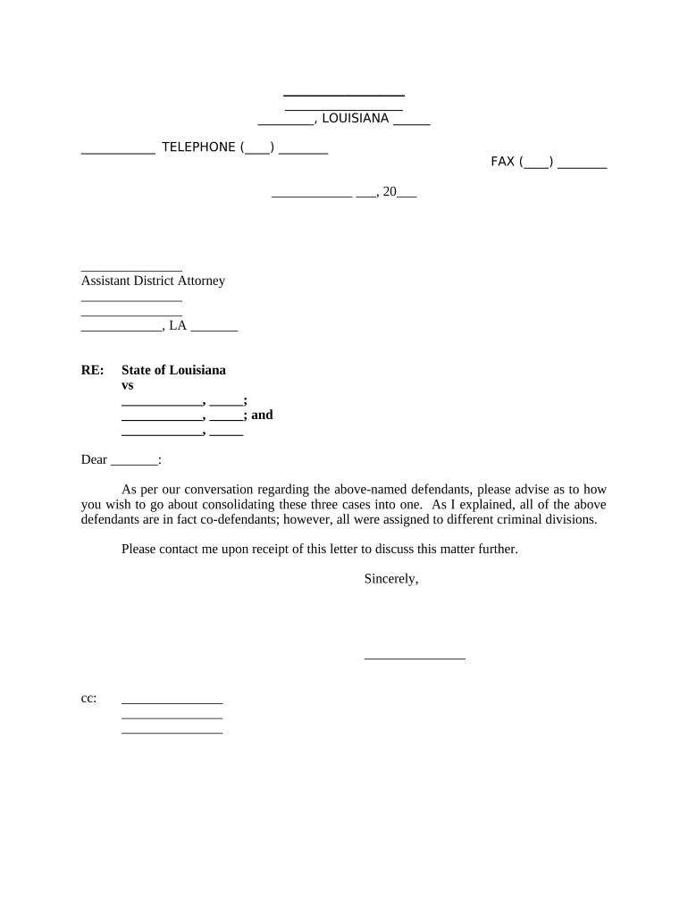 Louisiana District Attorney  Form