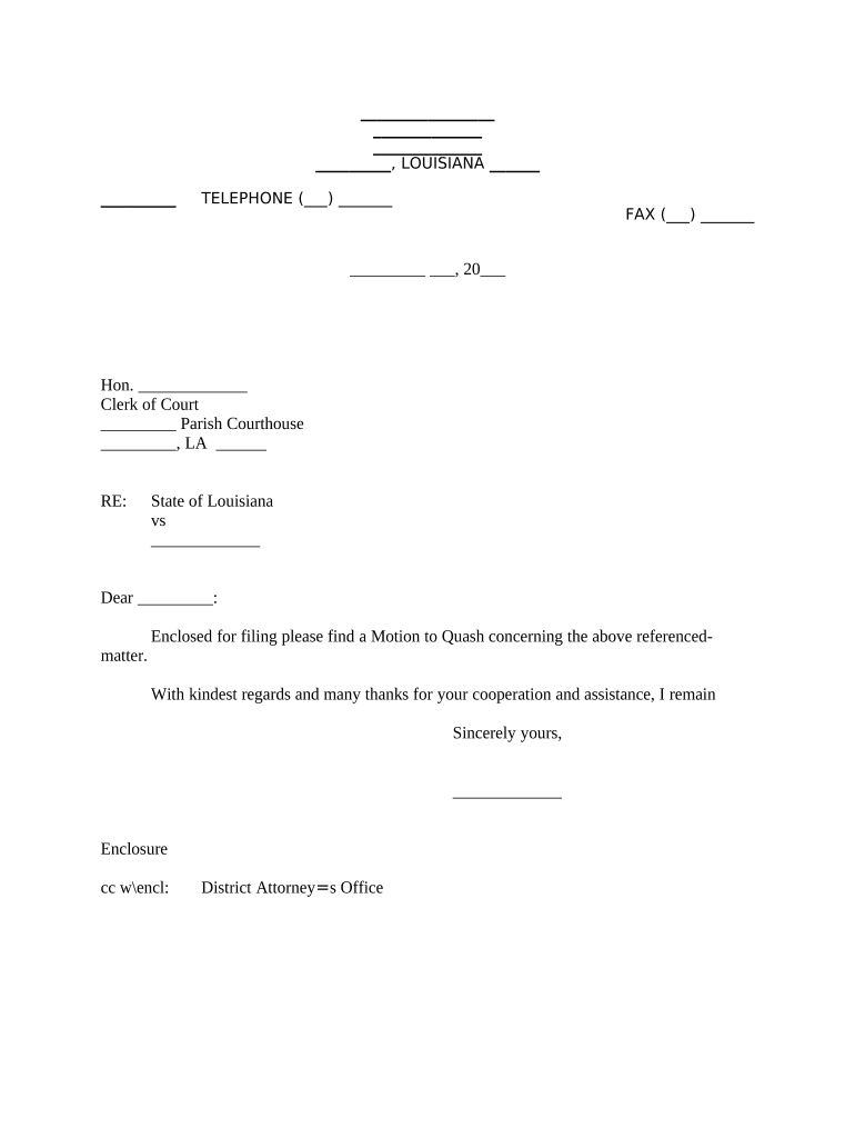 Letter Court Filing  Form
