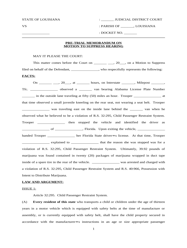 Motion Suppress Hearing  Form