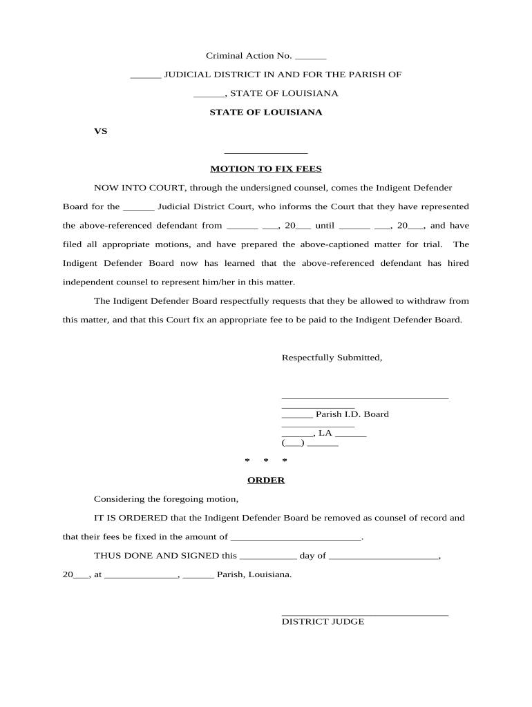 Motion Fees  Form