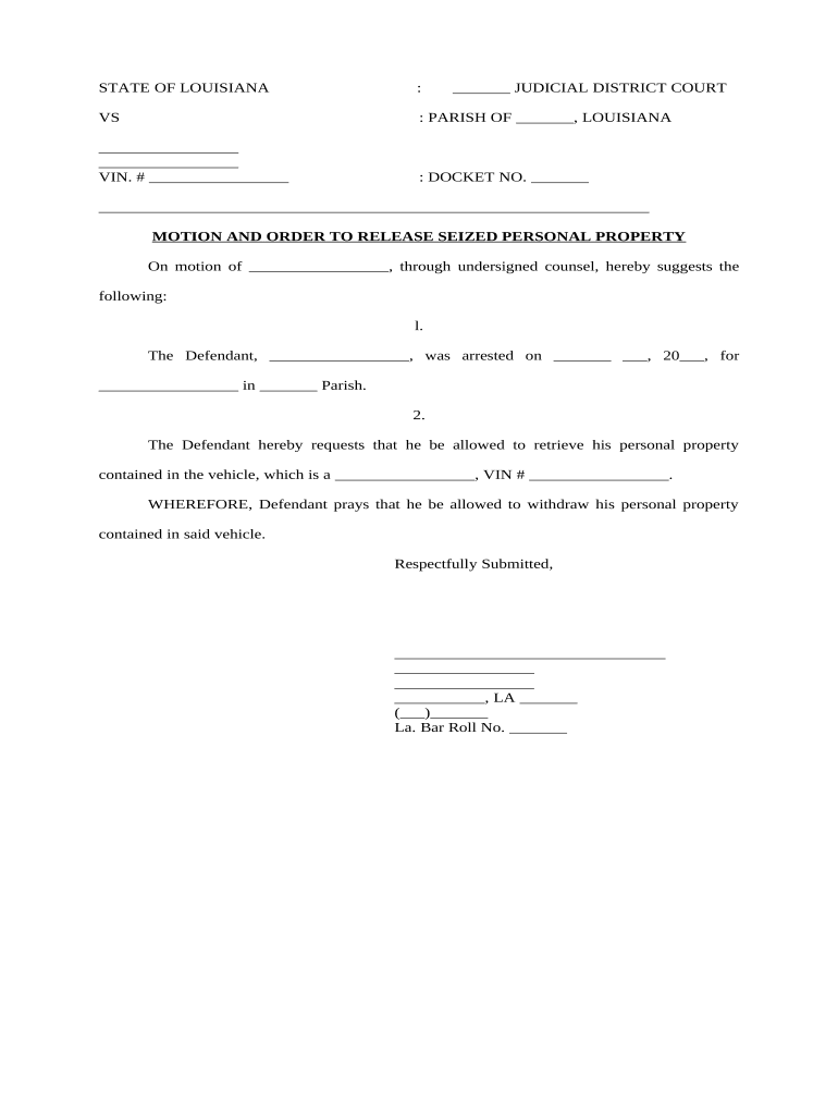 Motion Release Property  Form