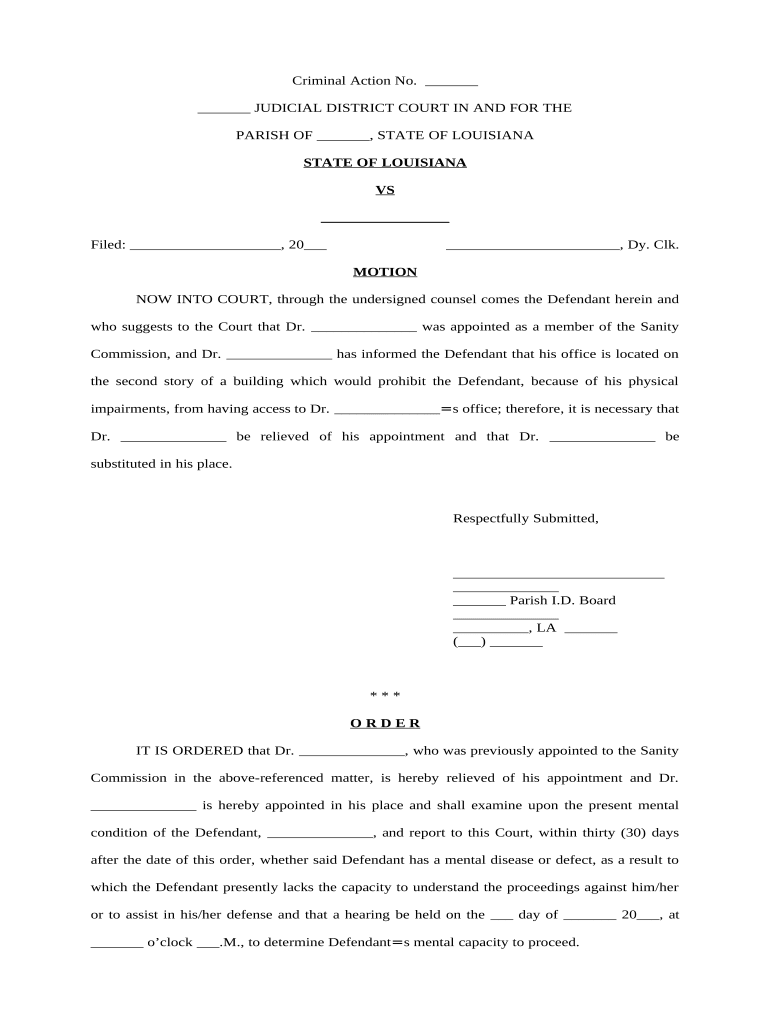 La Motion Change  Form