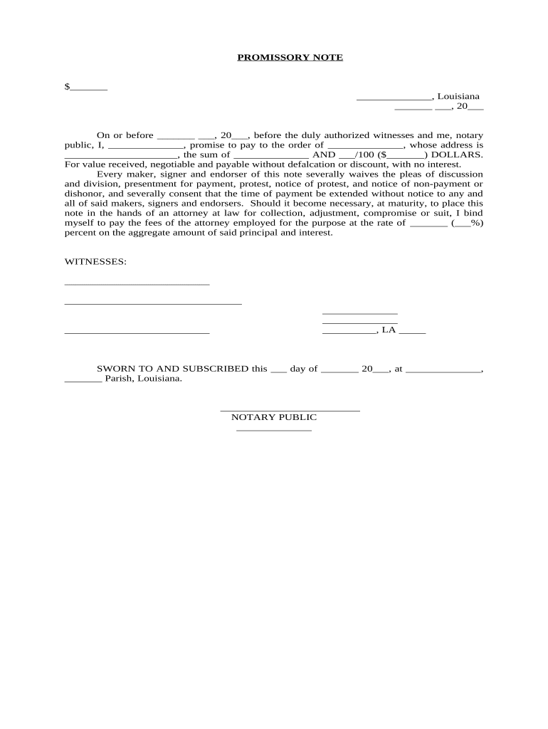 Promissory Note  Form