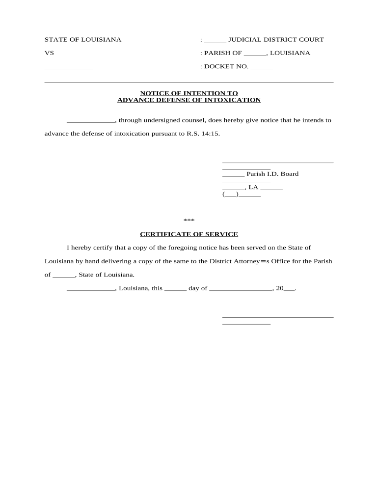 Louisiana Notice  Form