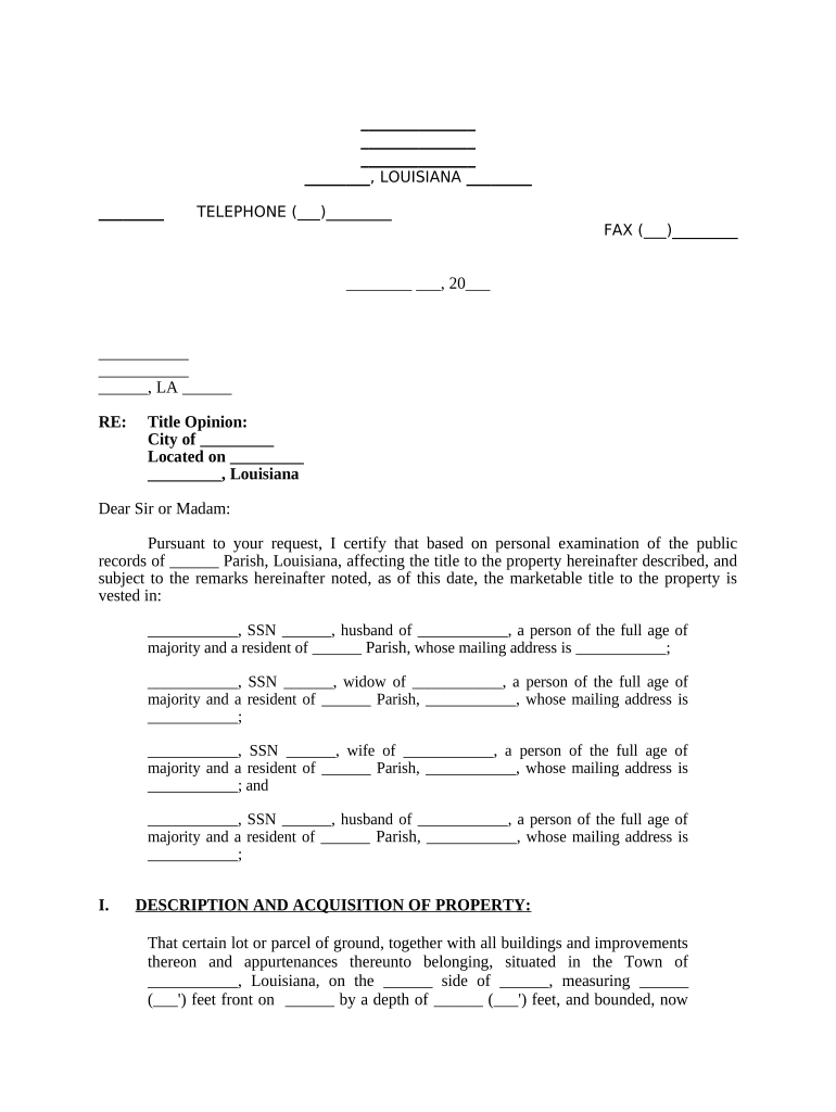 Title Opinion Letter  Form