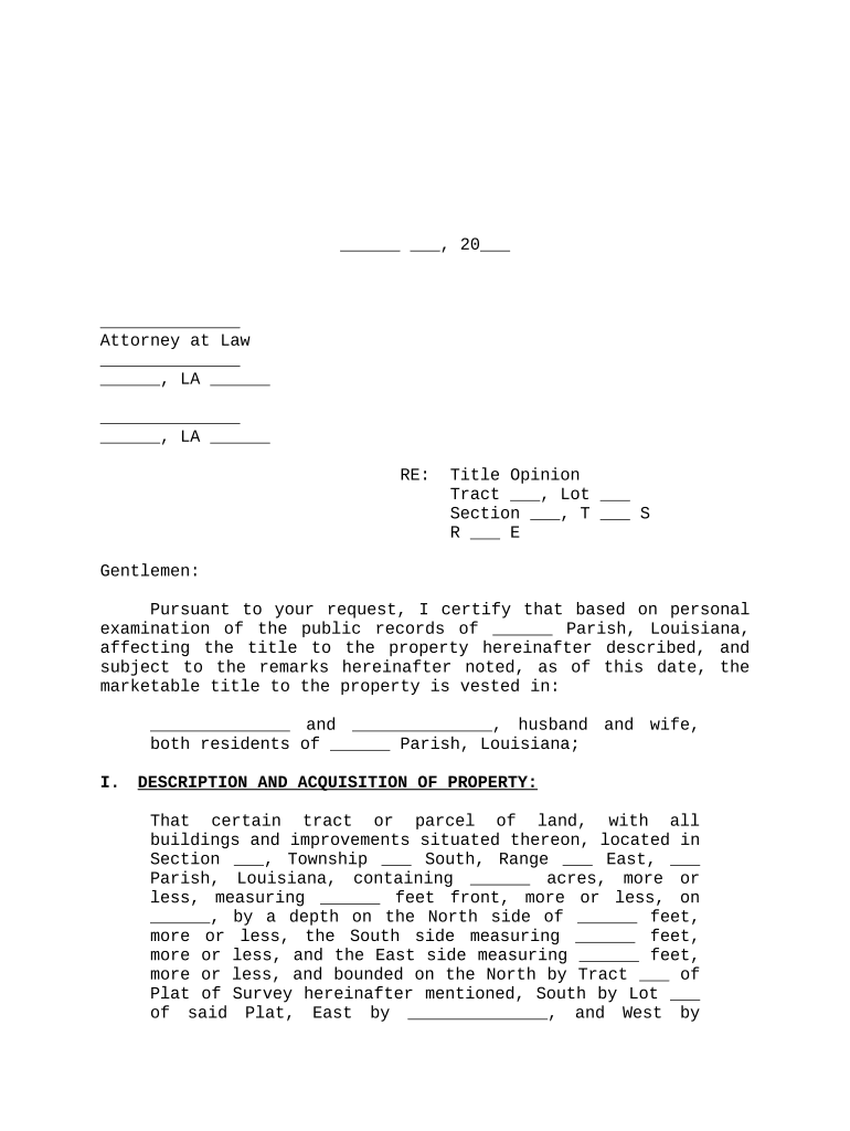 Louisiana Title Opinion  Form