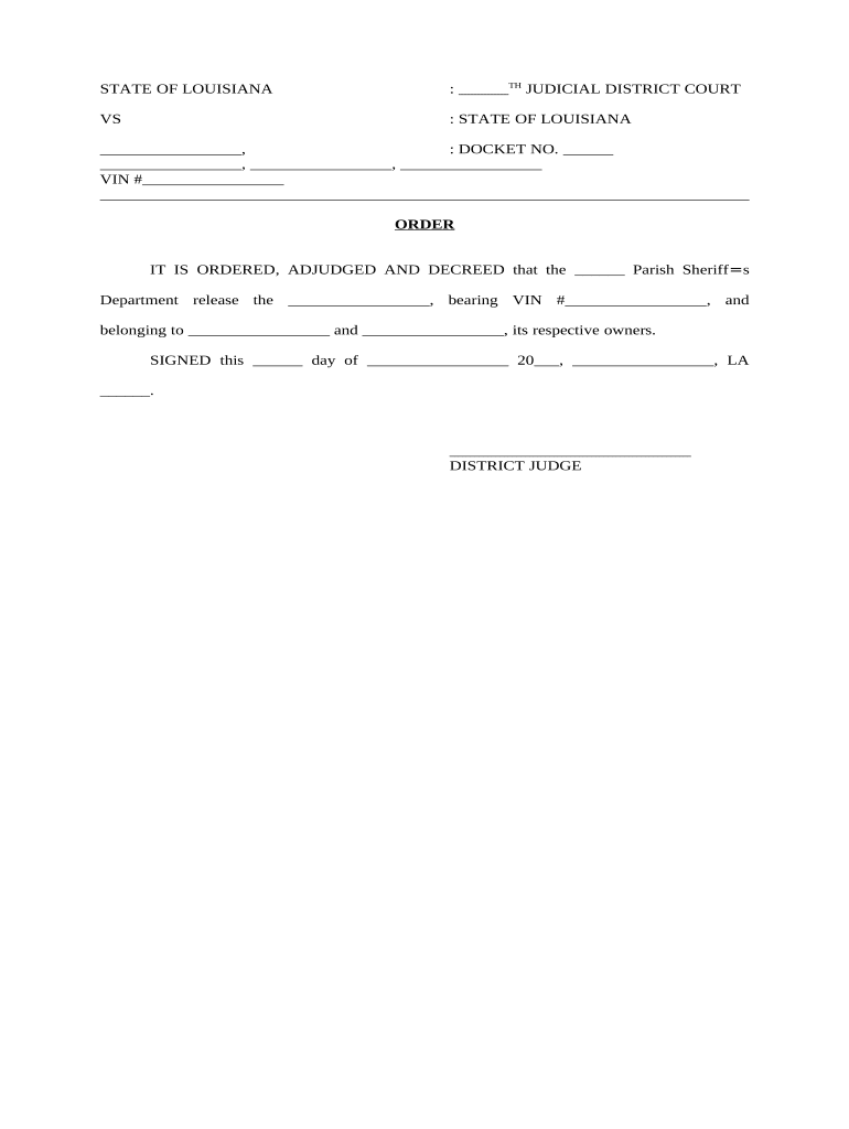 Louisiana Release Form