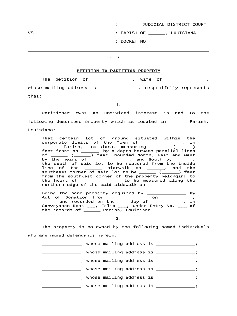 Louisiana Partition  Form