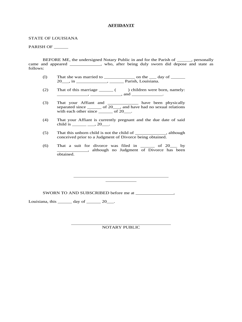 Affidavit Paternity  Form