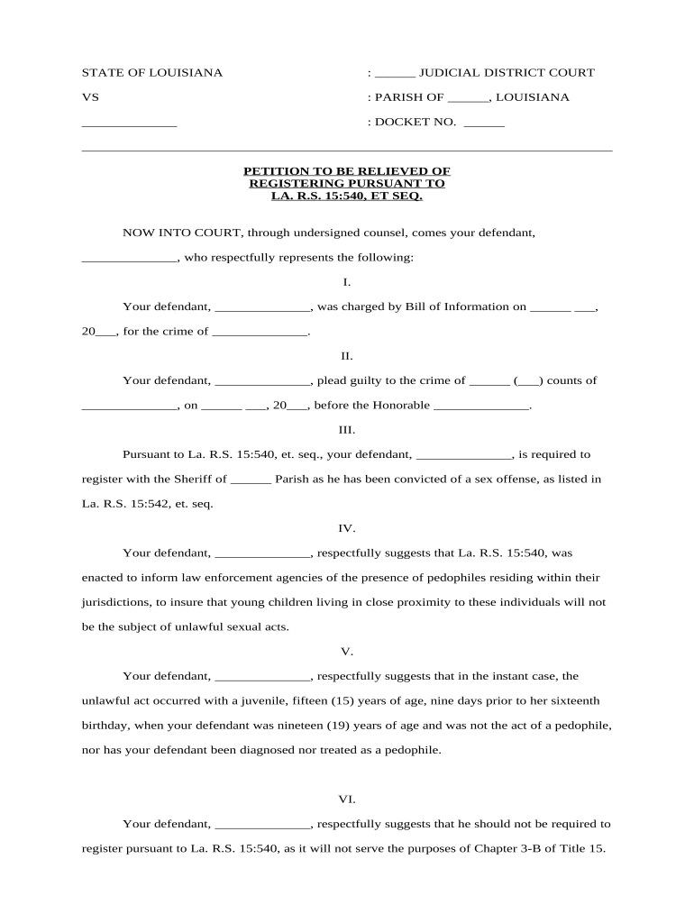 La Revised Statutes  Form