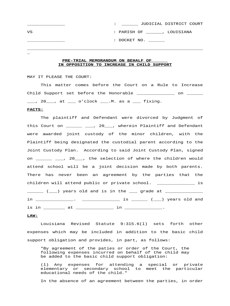 Louisiana Memorandum  Form