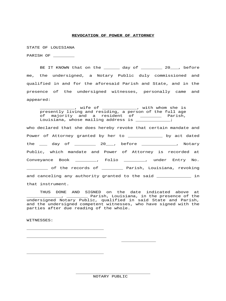 Louisiana Revocation  Form