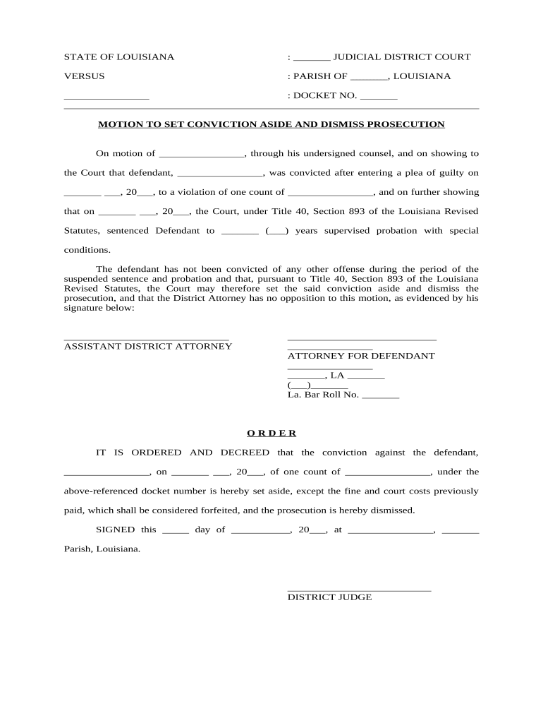 Louisiana Motion Dismiss  Form