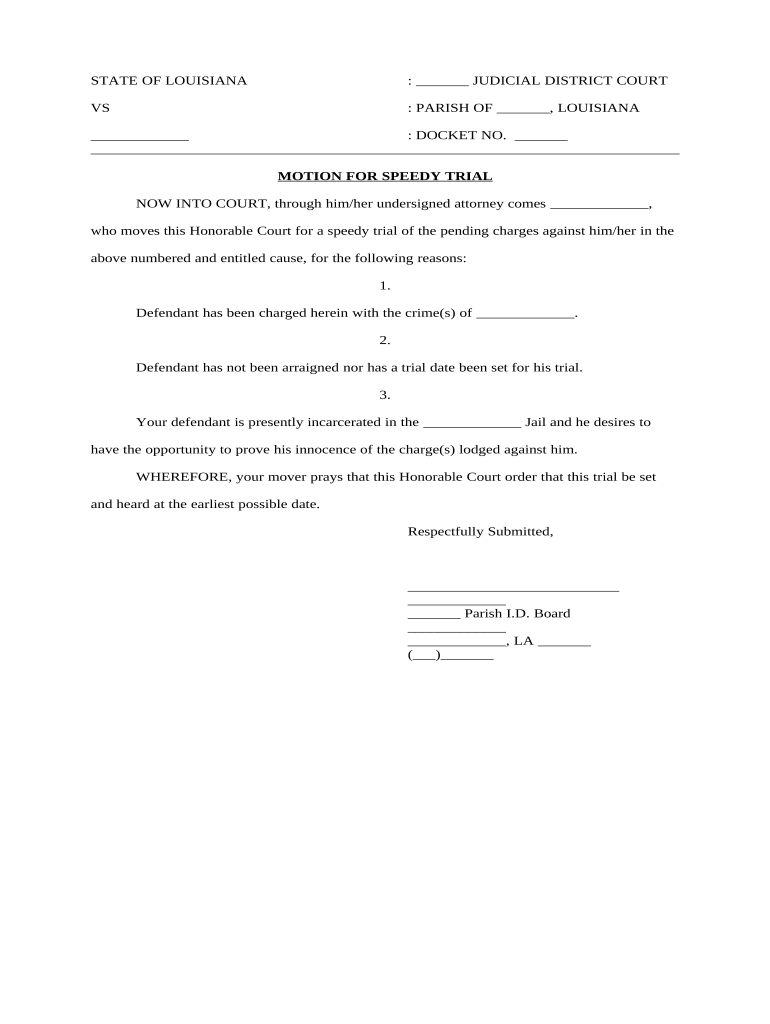 Speedy Trial Form