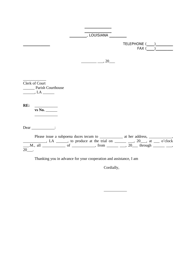 Court Subpoena  Form