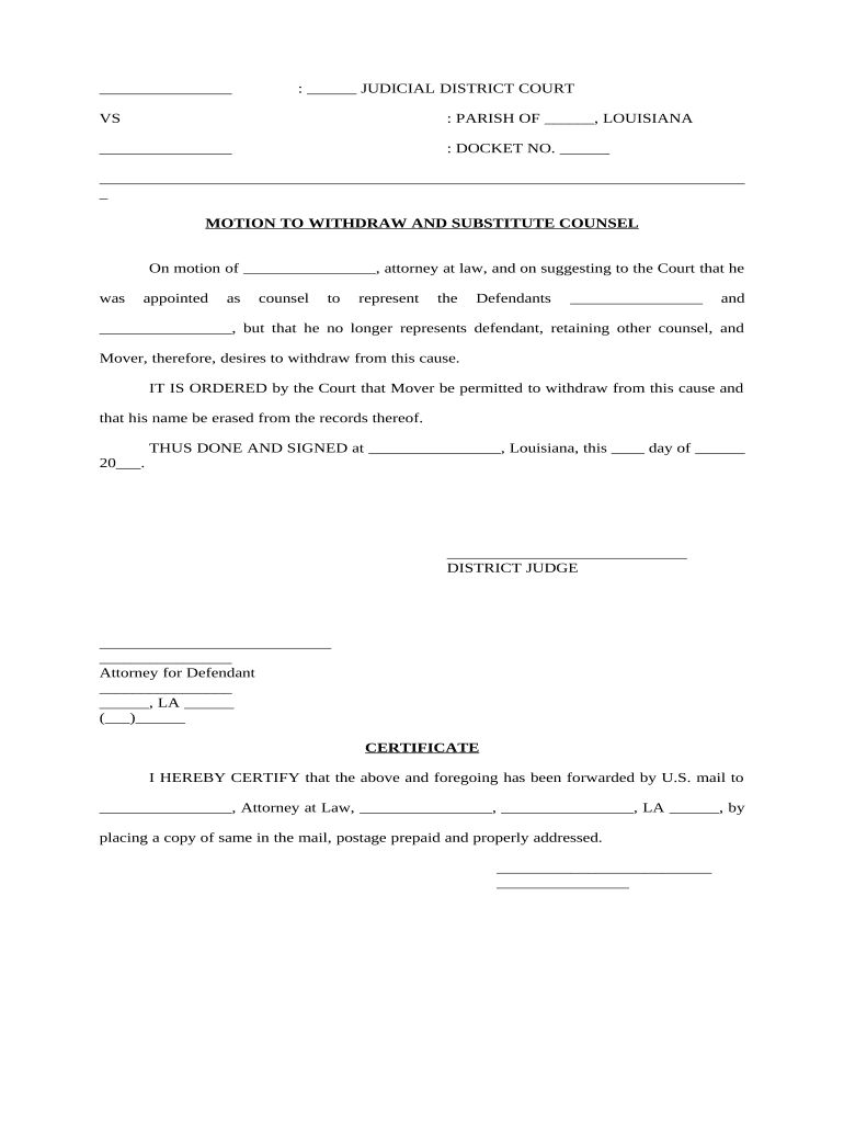 Substitute Counsel  Form