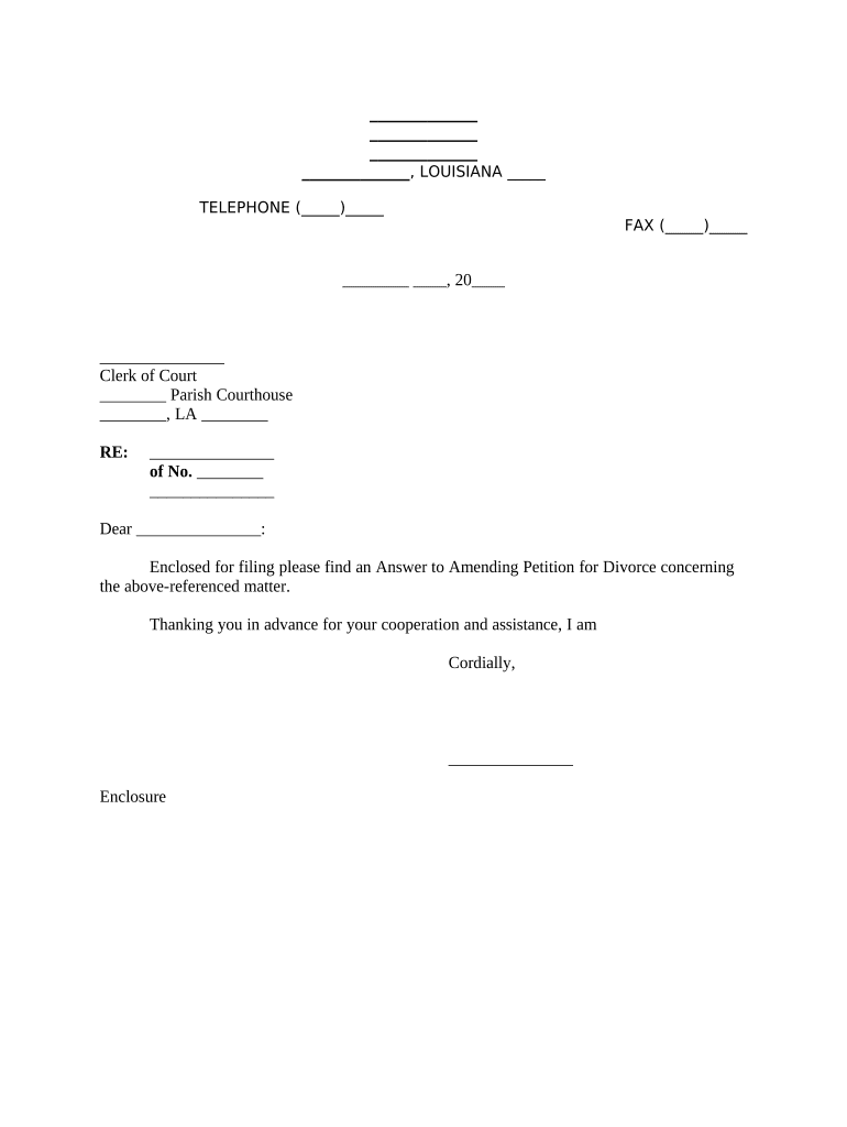 Court Answer Template  Form