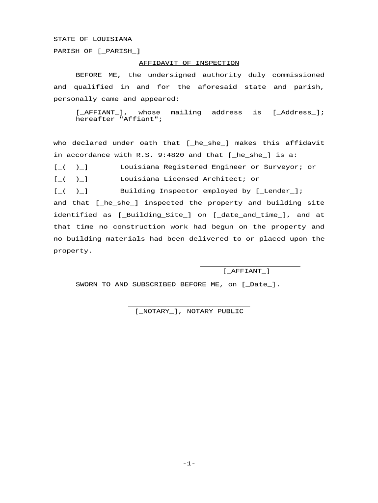 Louisiana Affidavit Form