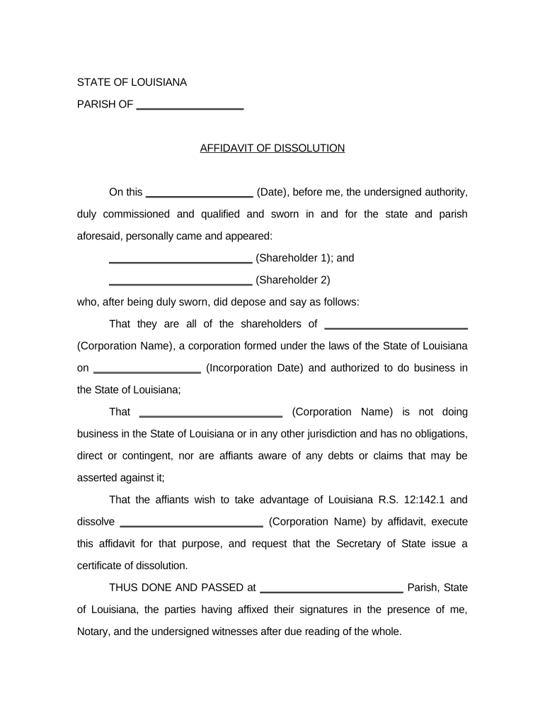 Louisiana Affidavit  Form