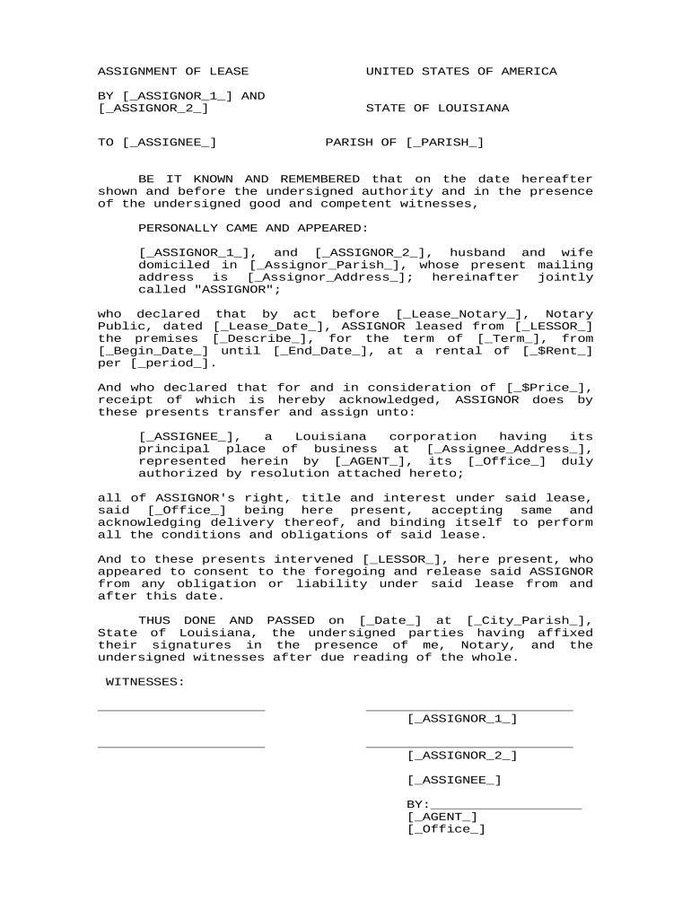 assignment of title louisiana