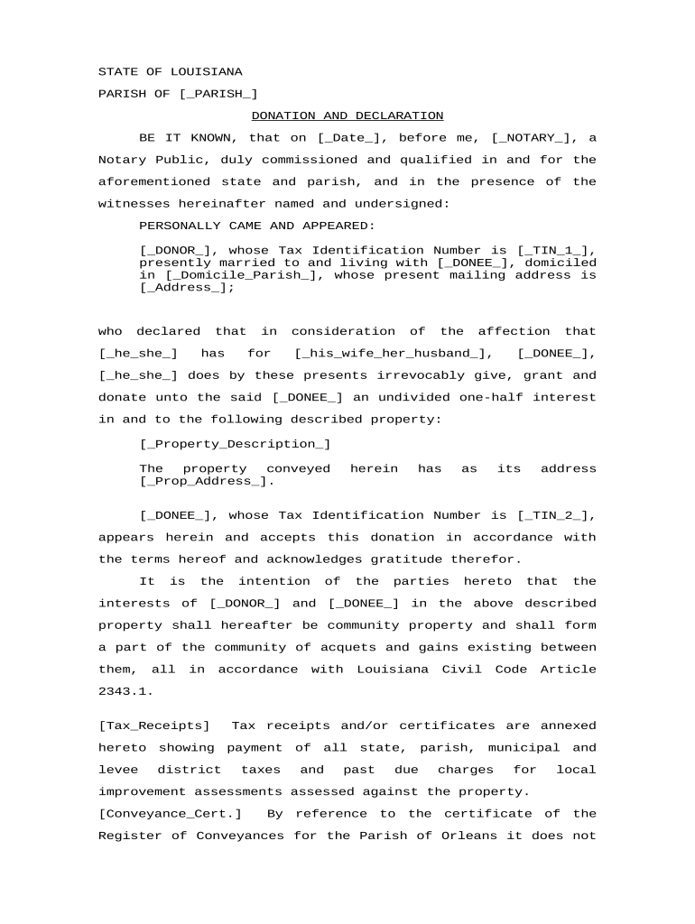 Donation and Declaration Louisiana  Form