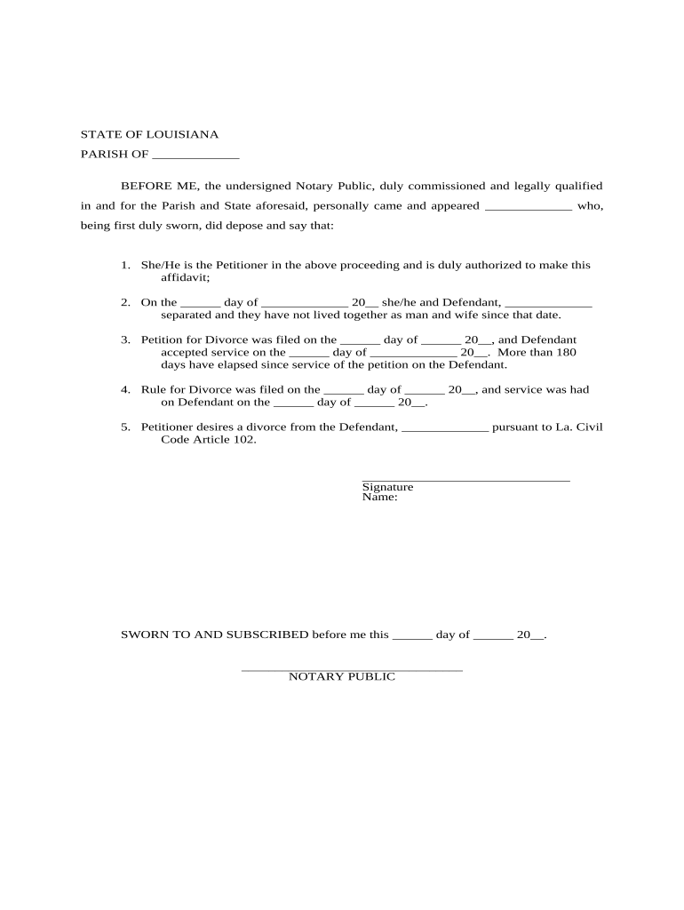 Louisiana 102  Form