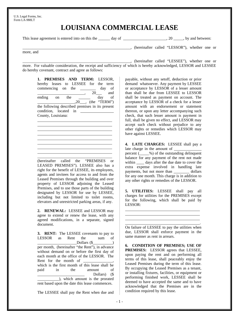 Commercial Building or Space Lease Louisiana  Form