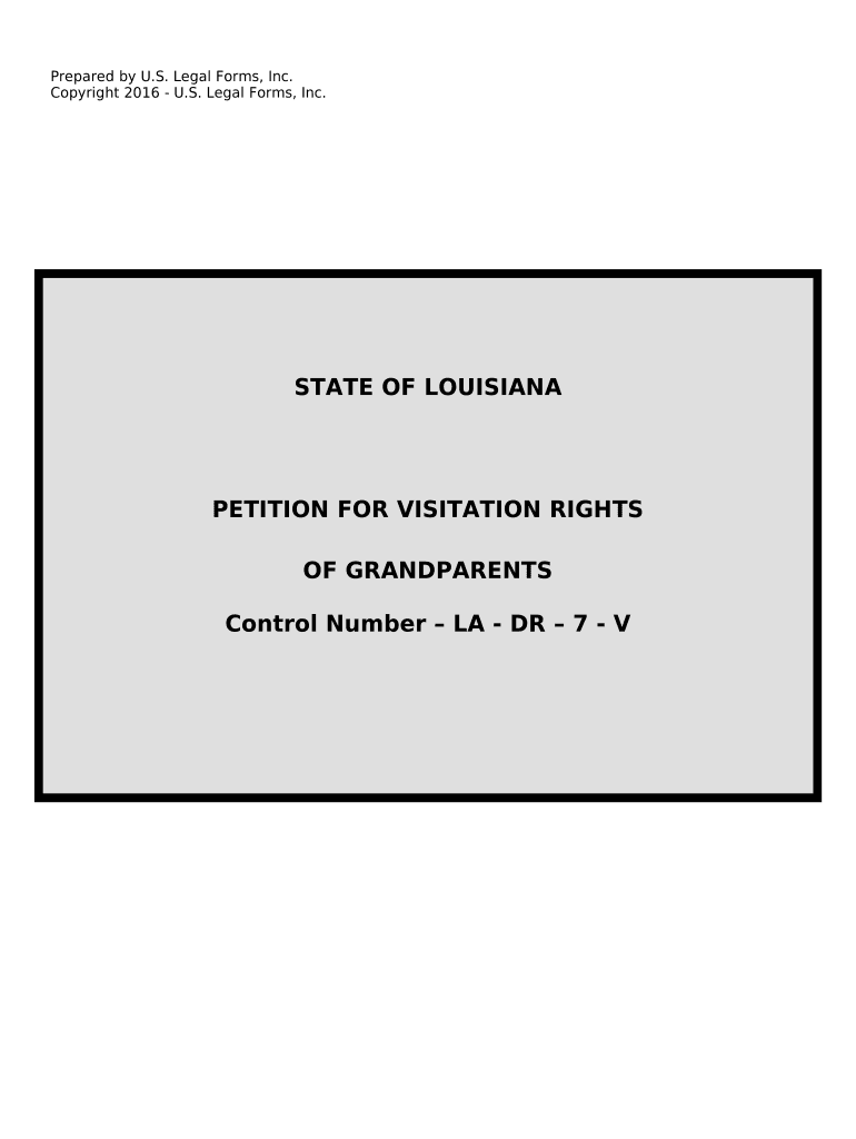 Petition for Visitation Rights of Grandparents Louisiana  Form