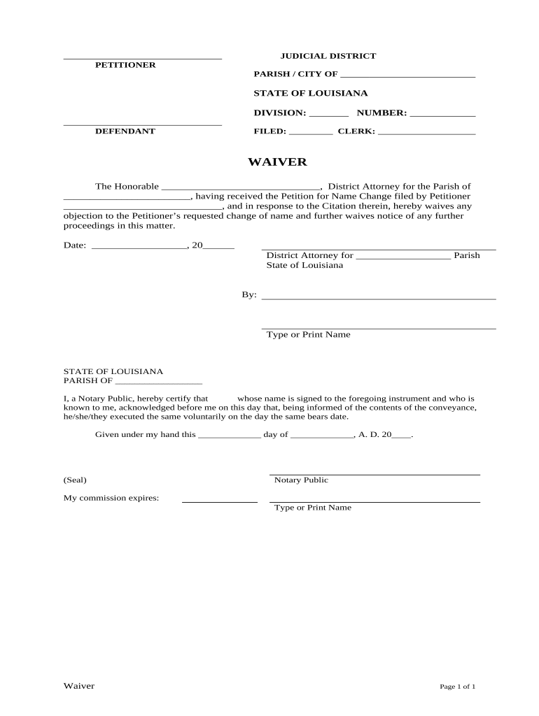 Louisiana Name Change  Form