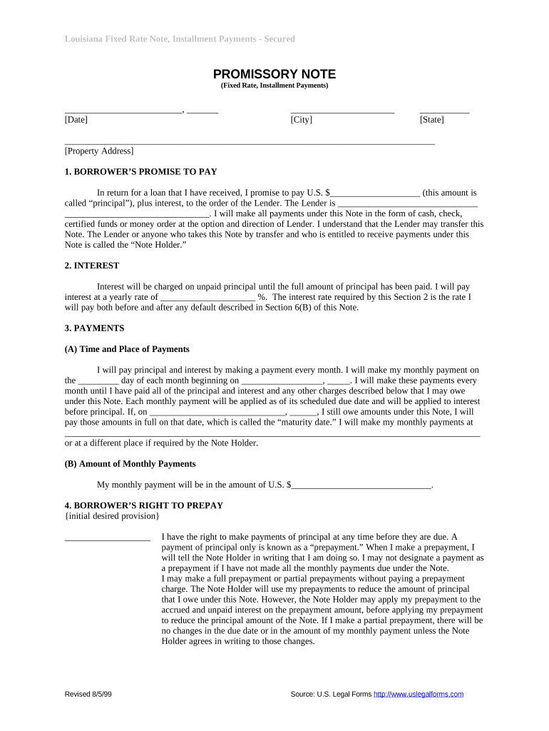 Louisiana Note  Form