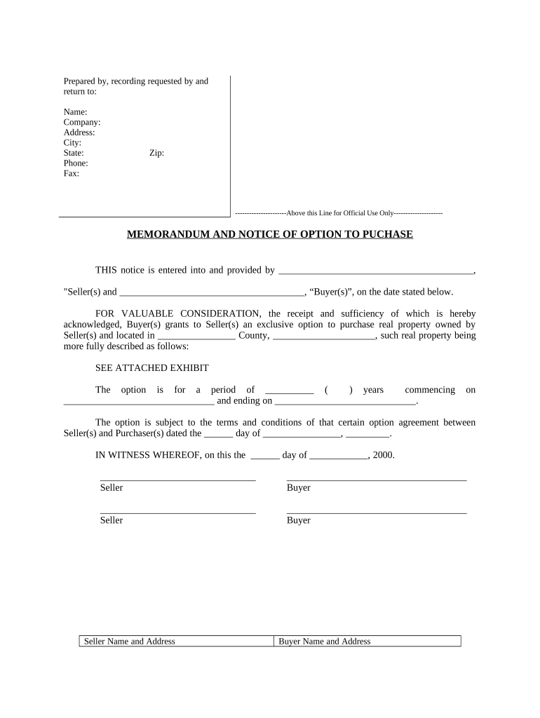 Notice of Option for Recording Louisiana  Form