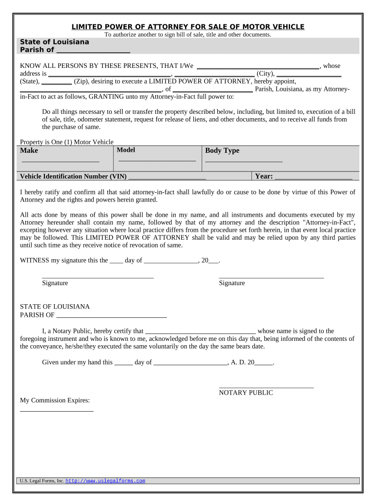 Louisiana Vehicle Form