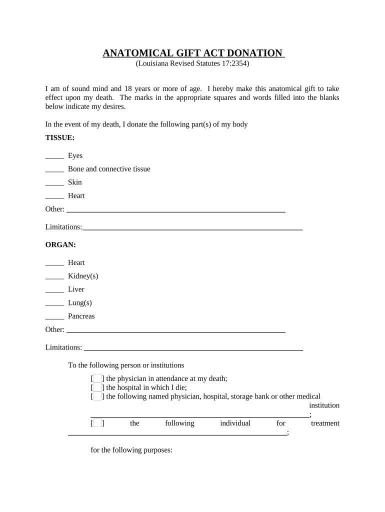 Anatomical Gift Form