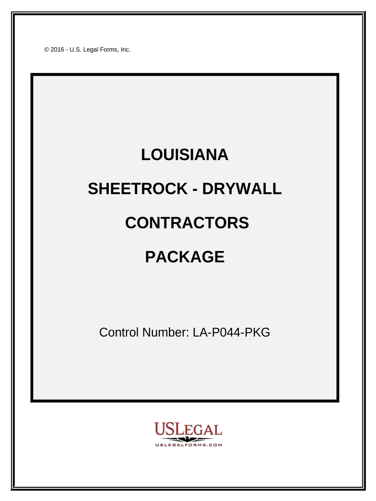 Sheetrock Drywall Contractor Package Louisiana  Form