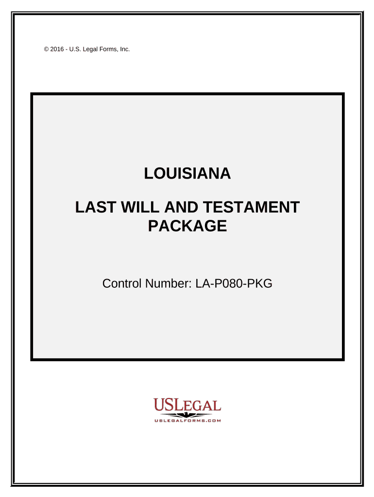 Last Will and Testament Package Louisiana  Form