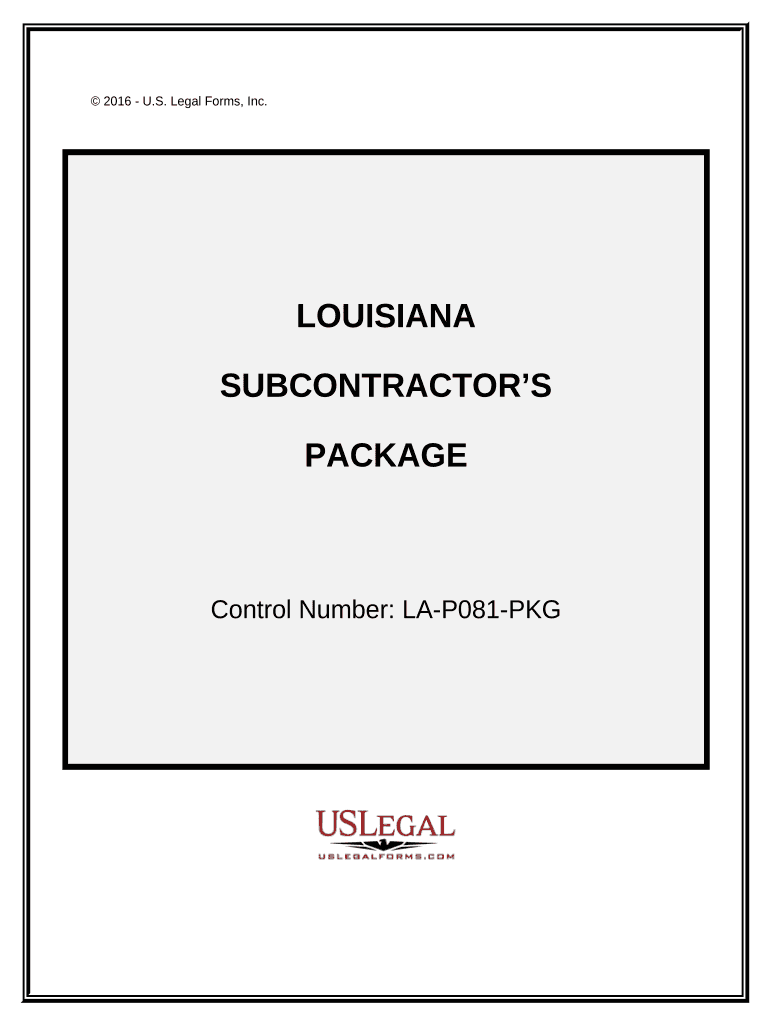 Subcontractors Package Louisiana  Form
