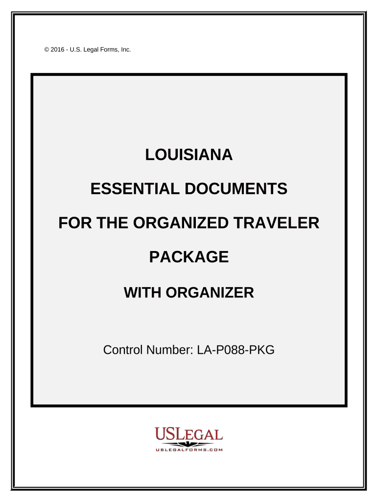 Essential Documents for the Organized Traveler Package with Personal Organizer Louisiana  Form