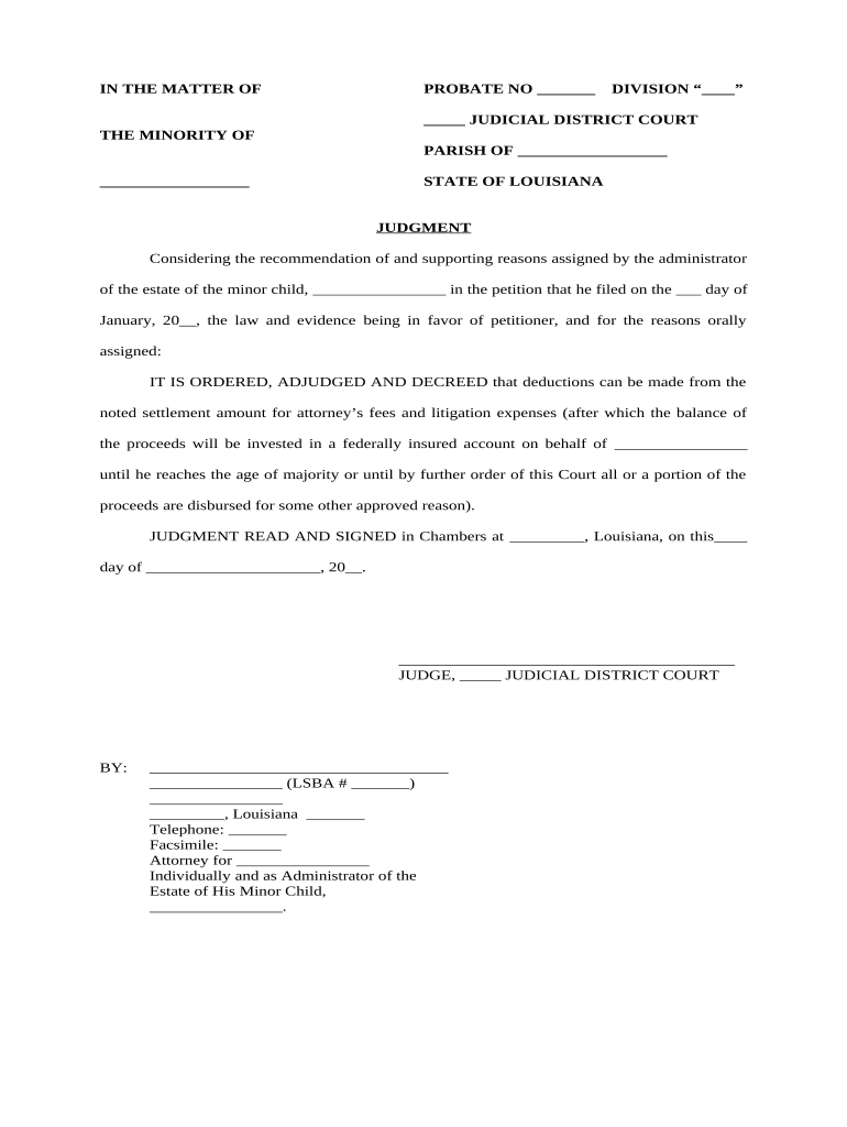 Judgment Attorney  Form