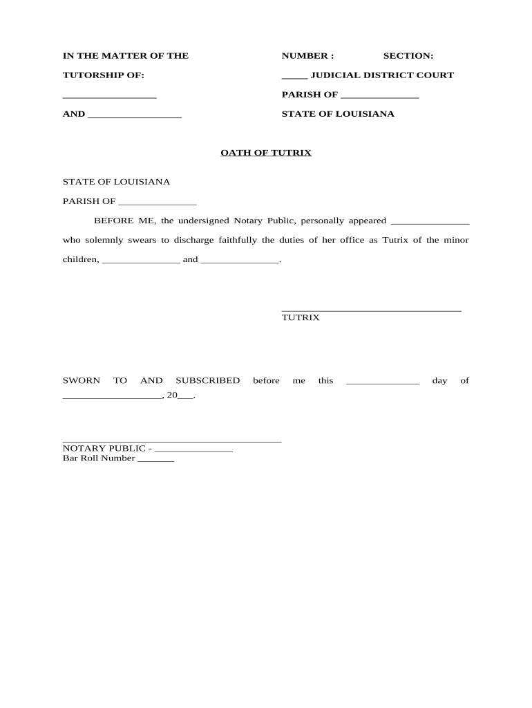 Oath of Turtix Louisiana  Form