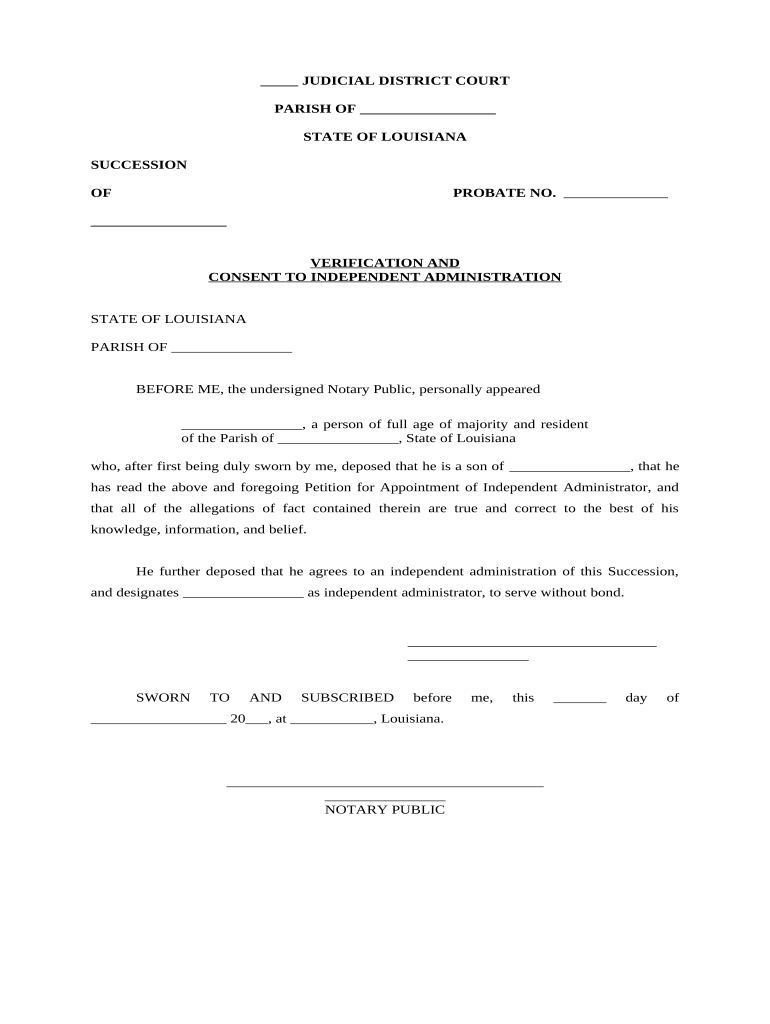 Louisiana Consent Administration  Form