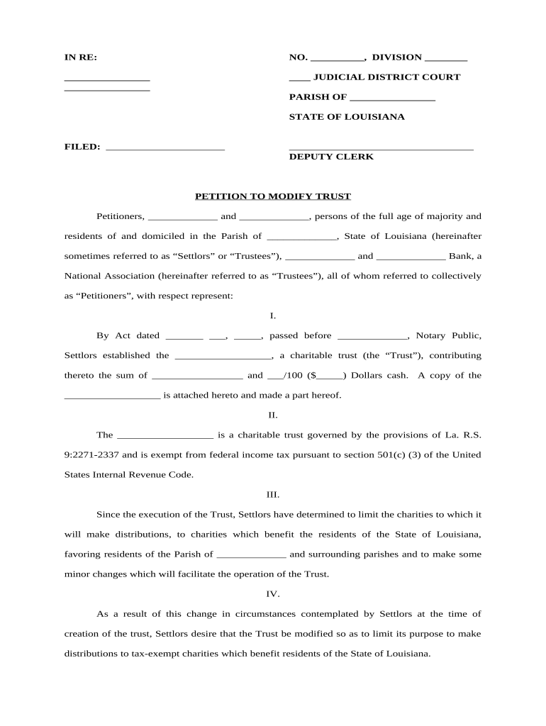 Petition to Modify Trust Louisiana  Form