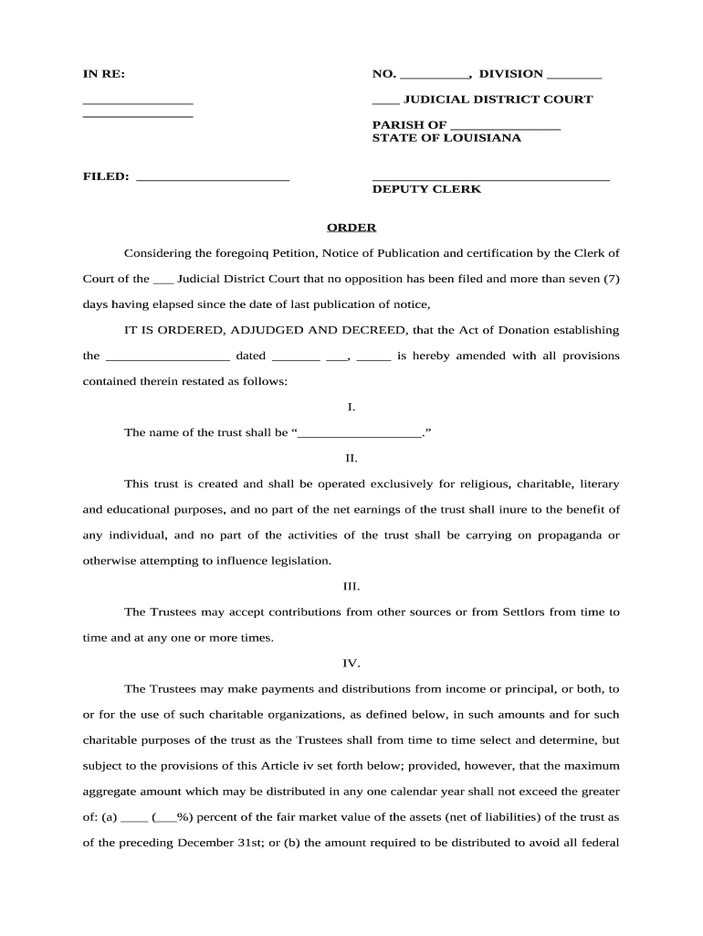 Order Modifying Trust Louisiana  Form