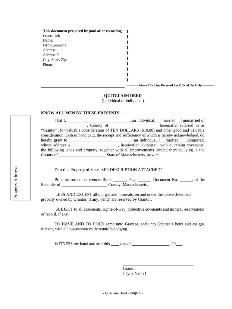 Ma Quitclaim Deed Form